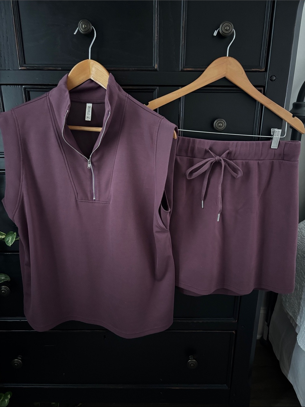 Grecerelle XL 2 Piece Rosewood Skort Set, Cap Sleeve, Zip Collar, Tennis Skirt